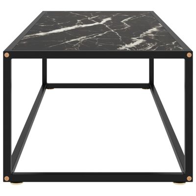 vidaXL Tavolino da Salotto Nero con Vetro Marmo Nero 120x50x35 cm