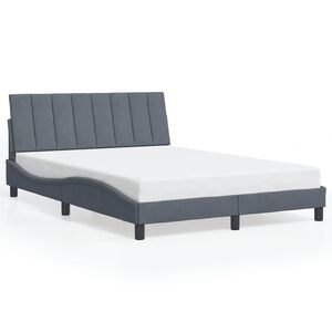 vidaXL Giroletto senza Materasso Hanko Grigio Scuro 140x190 cm Velluto