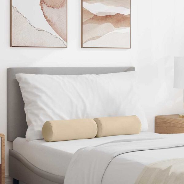 vidaXL Cuscini a rullo 2 pcs Crema &Oslash; 15 x 40 cm Tessuto in Microfibra