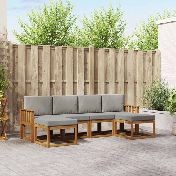 vidaXL Set di divani da esterno 6 pcs Grigio Naturale e Chiaro