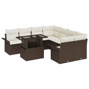 vidaXL Set Divano da Giardino 9 pz Marrone polyrattan