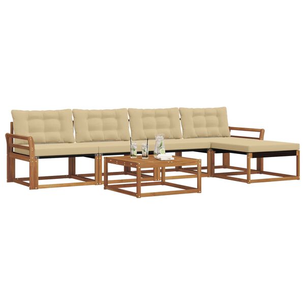 vidaXL Set di divani da esterno con cuscino 6 pcs Naturale e Beige