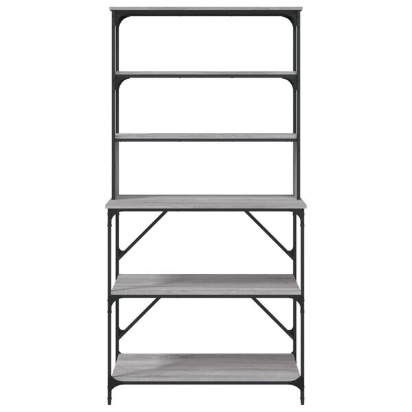 vidaXL Scaffale Cucina 6 Ripiani Grigio Sonoma 90x40x180cm Multistrato