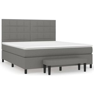 vidaXL Giroletto a Molle con Materasso Grigio Scuro 160x200 cm Tessuto