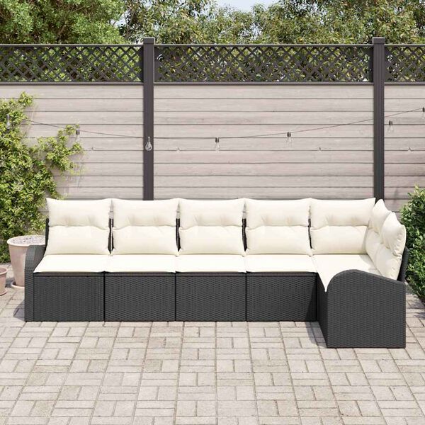 vidaXL Set Divano da Giardino 6 pcs Nero e Bianco polyrattan