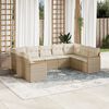 vidaXL Set Divano da Giardino 9 pz con Cuscini Beige in Polyrattan
