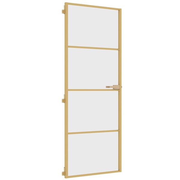 vidaXL Porta Interni Sottile Oro 76x201,5cm Vetro Temperato Alluminio