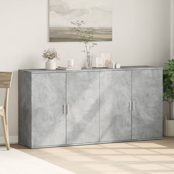 vidaXL Credenze 2 pz Grigio Cemento 79x38x80 cm in Legno Multistrato