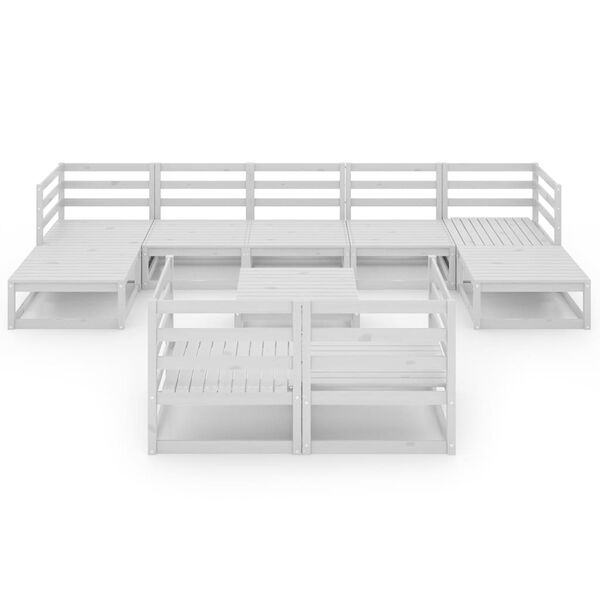 vidaXL Set Divani da Giardino 10 pz Bianchi in Legno Massello di Pino