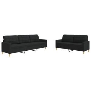 vidaXL Set di Divani 2 pz Nero in Tessuto