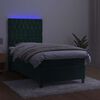 vidaXL Letto a Molle con Materasso e LED Verde Scuro 90x200cm Velluto
