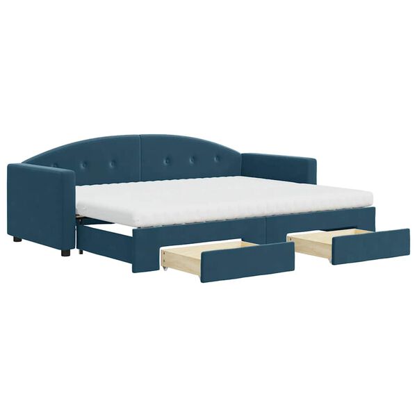 vidaXL Divano Letto Estraibile con Cassetti Blu 80x200 cm in Velluto