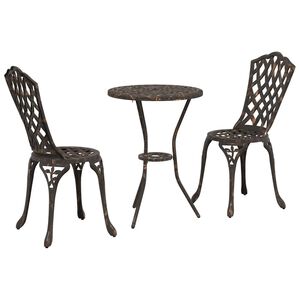 vidaXL Set Bistro da Giardino 3 pz Bronzo Alluminio