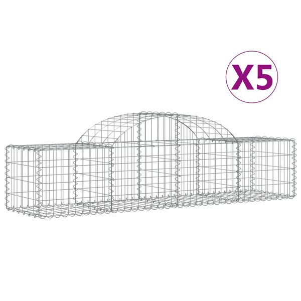 vidaXL Cesti Gabbioni ad Arco 5 pz 200x50x40/60 cm Ferro Zincato