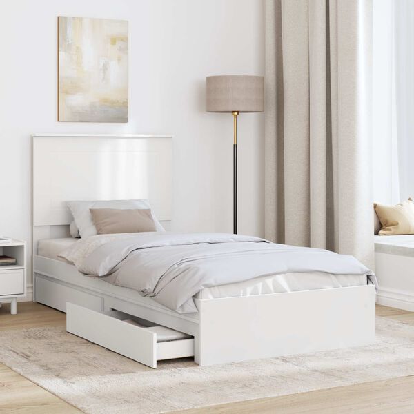 vidaXL Letto con Contenitore Bianco 75 x 190 cm Legno multistrato