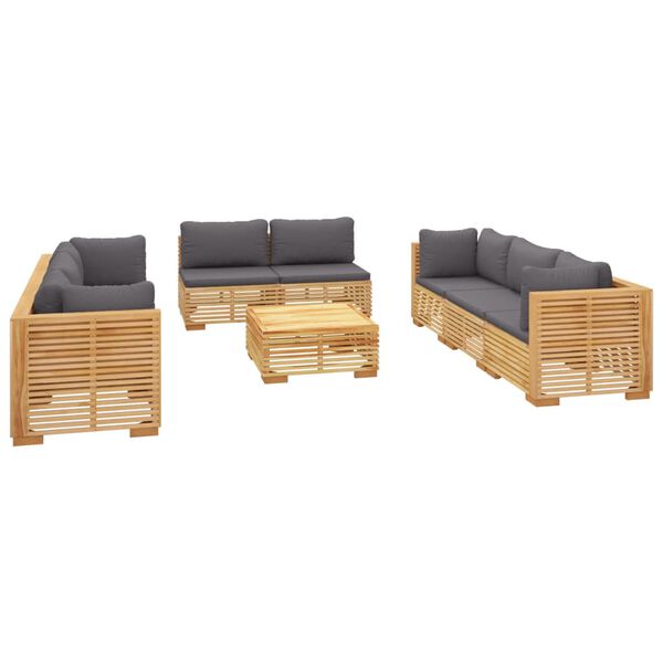 vidaXL Set Divani da Giardino 9 pz con Cuscini Legno Massello di Teak
