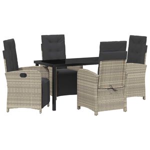 vidaXL Set da Pranzo per Giardino 5 pcs Grigio chiaro polyrattan