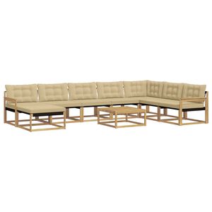 vidaXL Set di divani da esterno 9 pz Bianco e Beige