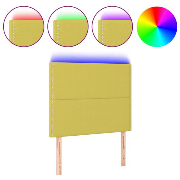 vidaXL Testiera a LED Verde 80x5x118/128 cm in Tessuto