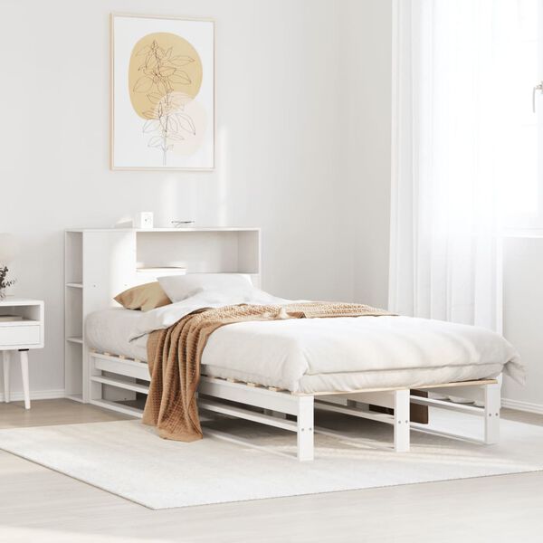 vidaXL Letto Libreria senza Materasso Bianco 75x190 cm Legno Massello