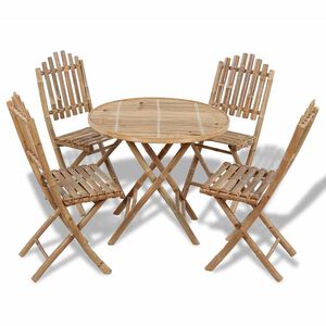 vidaXL Set da Pranzo da Giardino 5 pz Pieghevole in Bamb&ugrave;