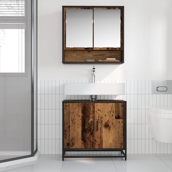 vidaXL Armadio per Lavabo da Bagno Legno vecchio 65 x 33 x 60 cm