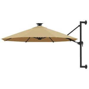 vidaXL Ombrellone da Giardino a Parete con LED 300 cm Tortora