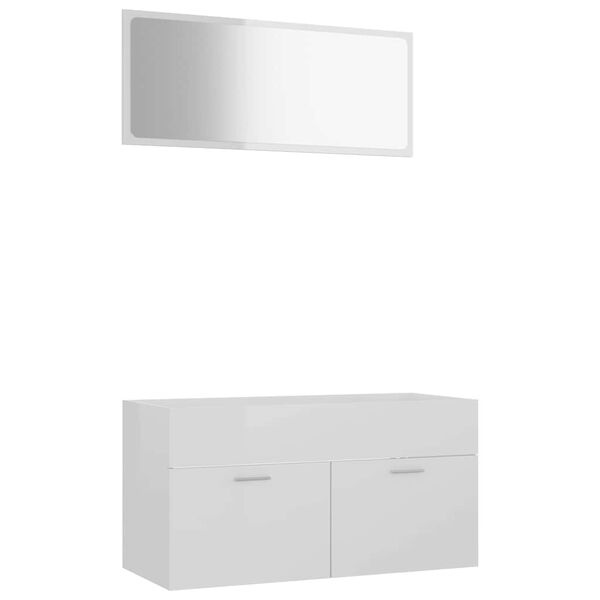vidaXL Set Mobili da Bagno 2 pz Bianco Lucido in Legno Multistrato