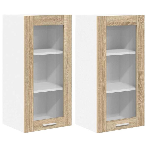 vidaXL Armadio pensile con porta 2 pcs Rovere Sonoma 40 x 31 x 80 cm
