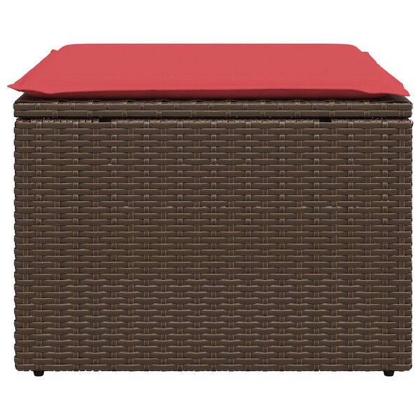 vidaXL Sgabello da giardino con cuscino marrone 55x55x37 cm in polyrattan