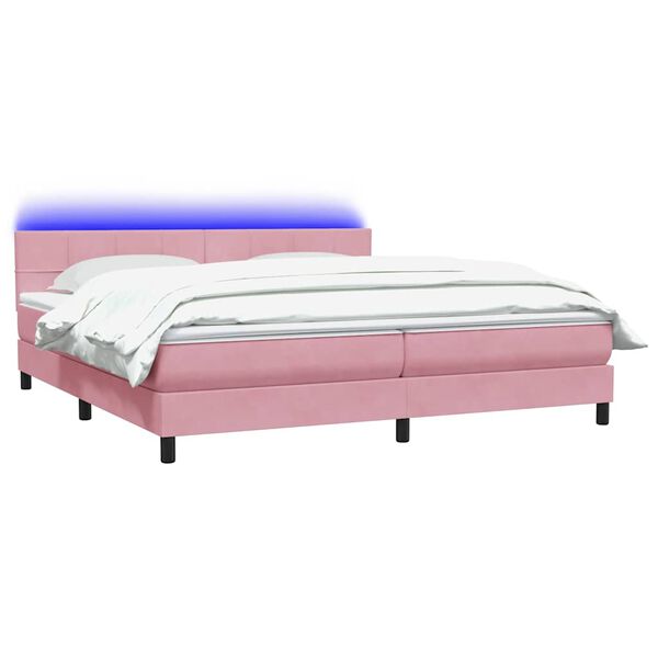 vidaXL Letto a Molle con Materasso e LED Rosa 180x220 cm in Velluto