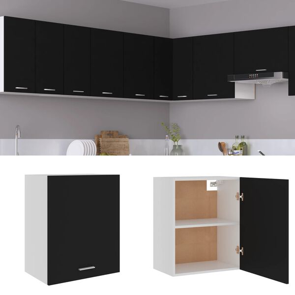 vidaXL Mobile Pensile “Lyon” Nero 50x31x60 cm in Legno Multistrato