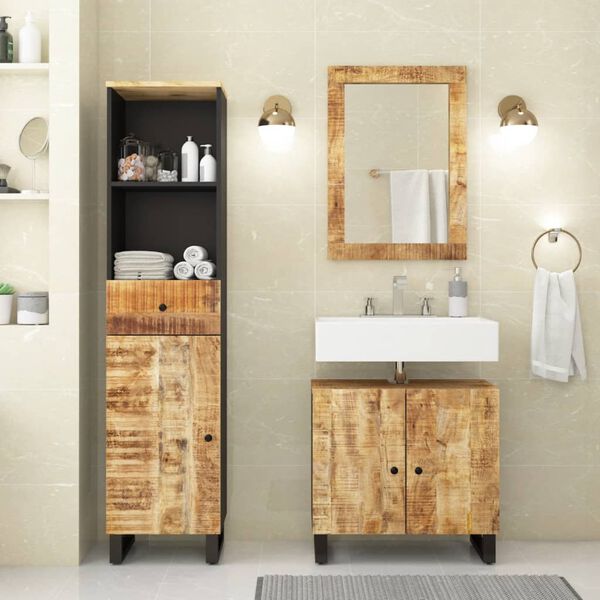 vidaXL Set Mobili da Bagno 3pz in Legno Massello di Mango
