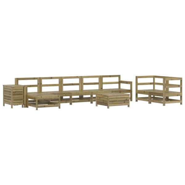 vidaXL Set Divani da Giardino 10 pz in Legno Impregnato di Pino