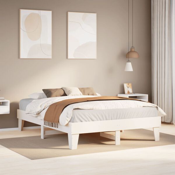 vidaXL Letto senza Materasso Bianco 160x200 cm Legno Massello di Pino