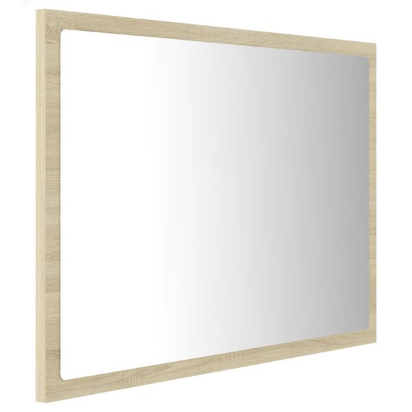 vidaXL Specchio da Bagno LED Rovere Sonoma 60x8,5x37 cm in Acrilico