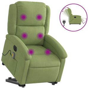 vidaXL Poltrona Alzapersona Massaggi Elettrica Verde Chiaro Velluto