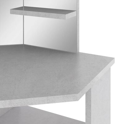 vidaXL Tavolino da Trucco Angolare LED Grigio Cemento 111x54x141,5 cm