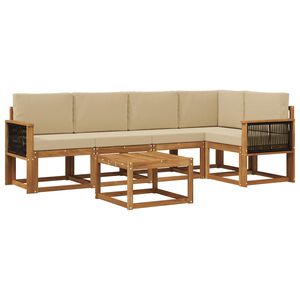 vidaXL Set di divani da esterno con cuscino 6 pcs Naturale e Beige