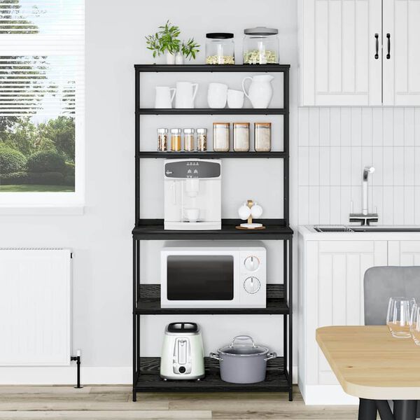 vidaXL Mensola da cucina Rovere Nero 80 x 40 x 168 cm