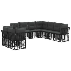 vidaXL Set di divani da esterno Nero Poliestere