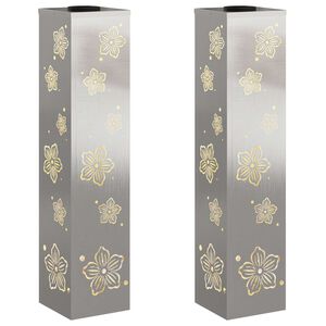 vidaXL Faro LED solare per sentieri 2 pz Bianco caldo 18 x 18 x 80 cm