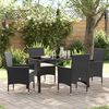 vidaXL Set da Pranzo per Giardino con cuscino 5 pcs Nero polyrattan