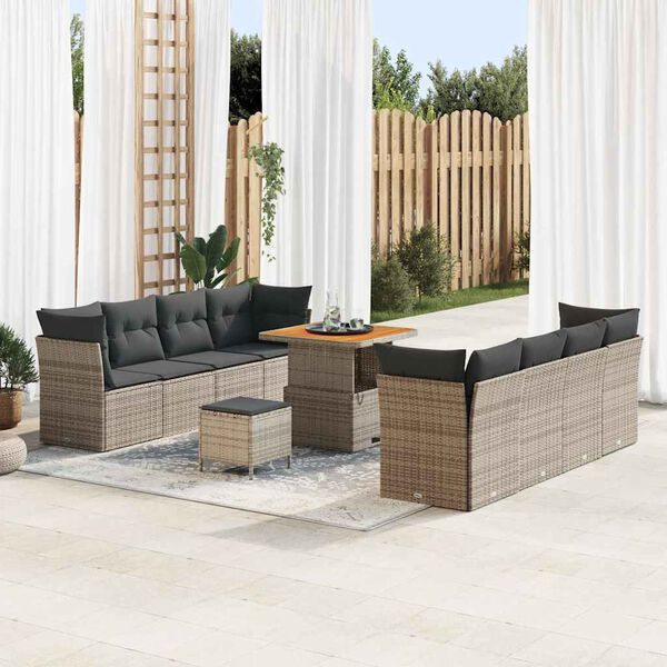 vidaXL Set Divano da Giardino 11 pcs Grigio polyrattan