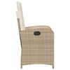 vidaXL Sedia Reclinabile da Giardino con Cuscini Beige in Polyrattan