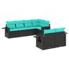 vidaXL Set Divani da Giardino 7 pz con Cuscini Nero in Polyrattan
