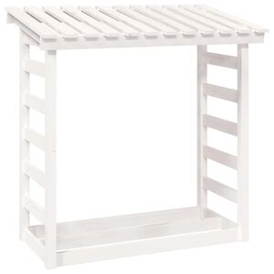 vidaXL Portalegna Bianco 108x64,5x110 cm in Legno Massello di Pino