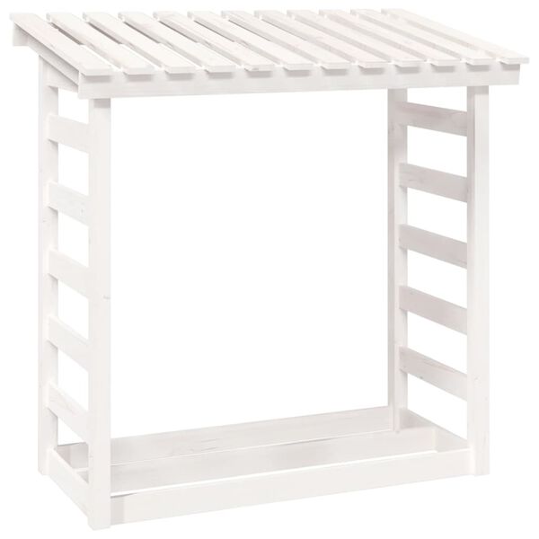 vidaXL Portalegna Bianco 108x64,5x110 cm in Legno Massello di Pino