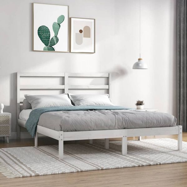 vidaXL Letto senza Materasso Bianco 140x190 cm Legno Massello di Pino