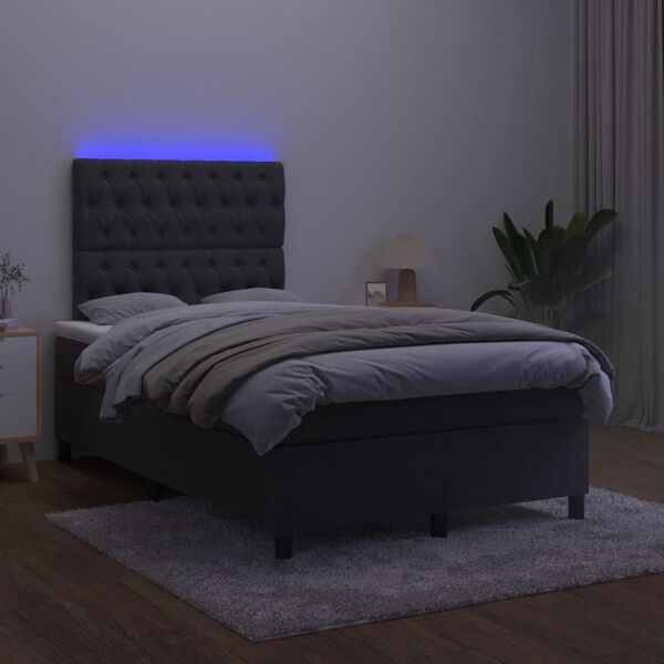 vidaXL Letto a Molle con Materasso e LED Nero 120x190 cm in Velluto